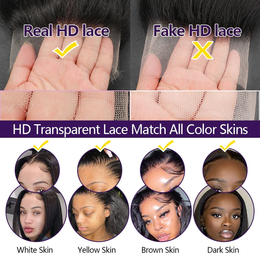 beauty youth Body Wave 13x6 Lace Frontal Closure With Baby Hair Pre Plucked  Frontal Transparent HD Lace Closure Virgin Human Hair Closure for Making