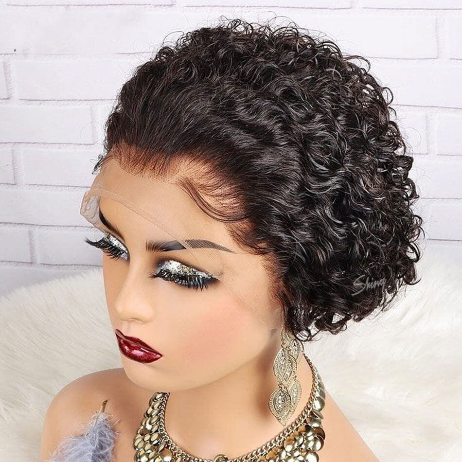 13x1 Short Curly Human Hair Wigs Pixie Cut Wigs beautiful queen hair