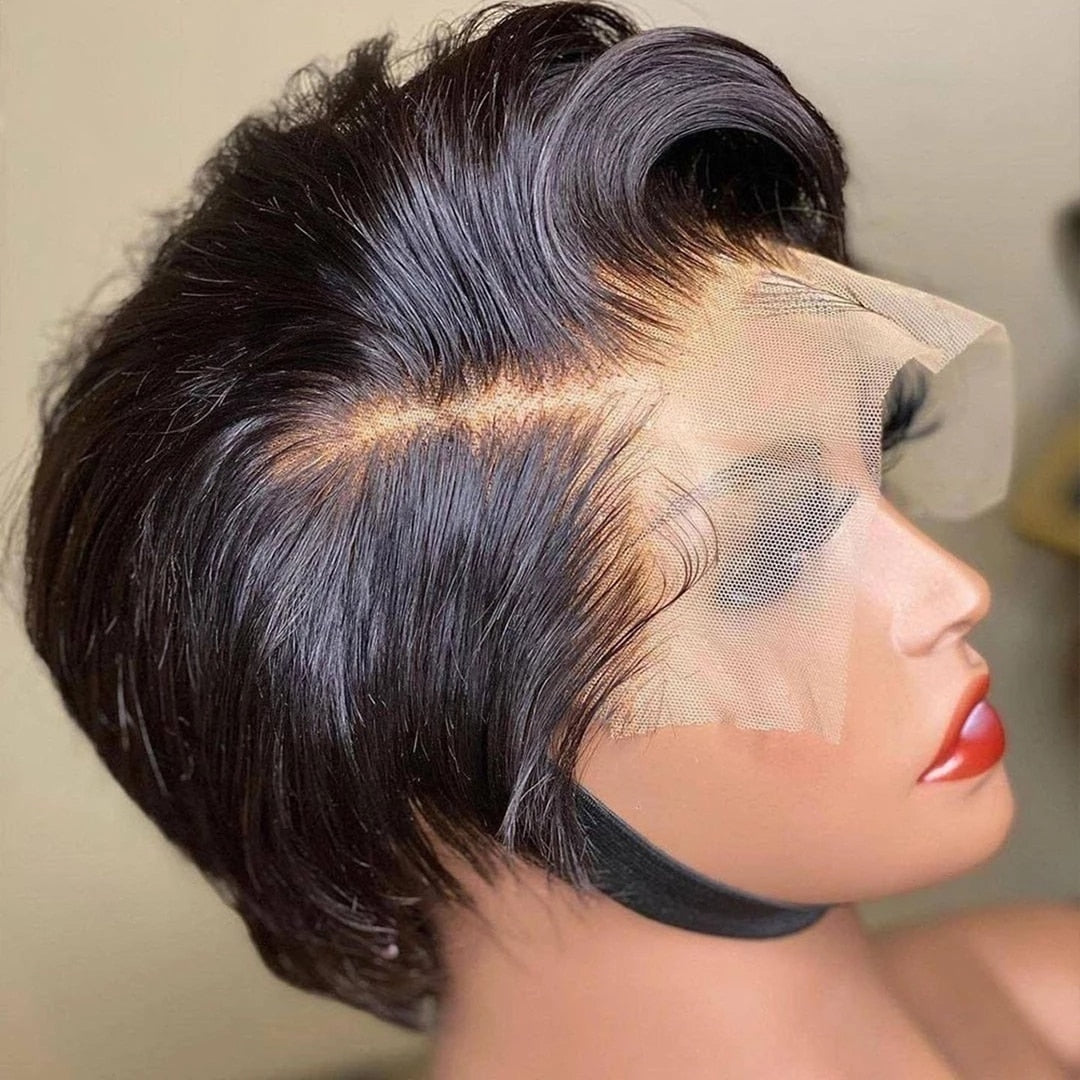 Bone Straight Pixie Cut Human Hair Wigs beautiful queen hair