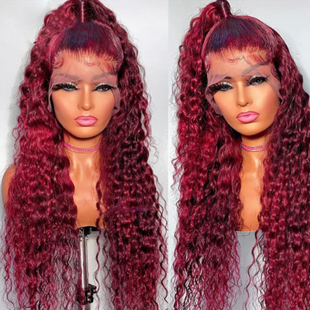 13x4 13x6 Loose Deep Wave 99j Burgundy Wig beautiful queen hair